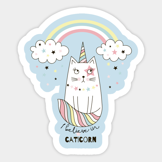 I believe in caticorn Sticker by peggieprints